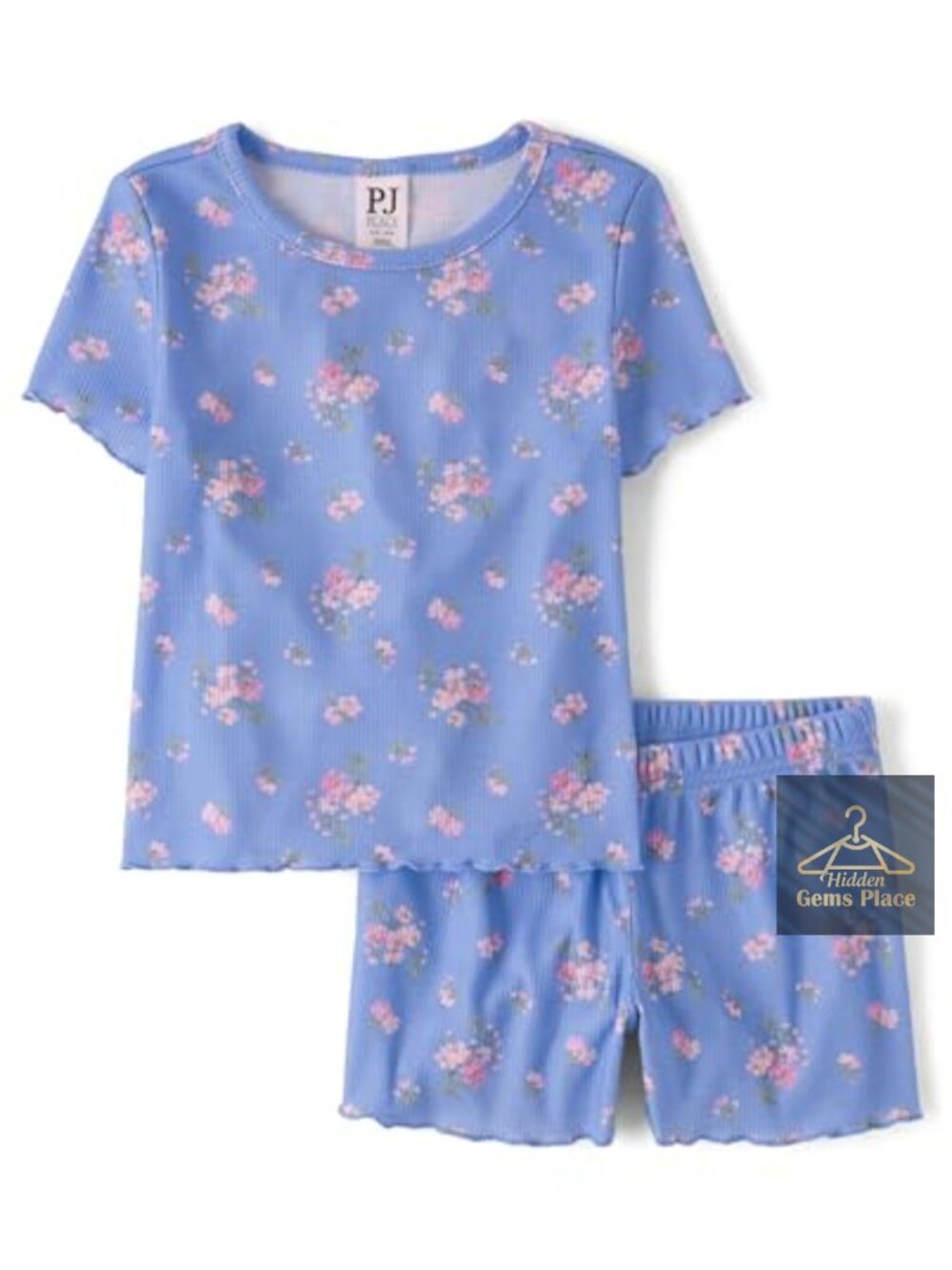 Girls 2-Piece Pajama Set Rib-Knit Top and Shorts Sleepwear